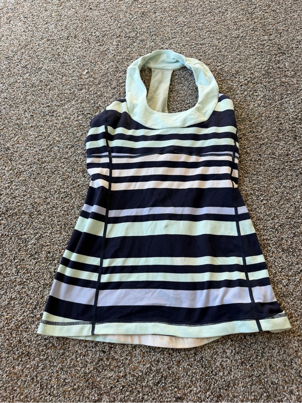 Lululemon Work It Out Tank Size 6 Mint Moment Black Stripe W1B76S 2013 Yoga